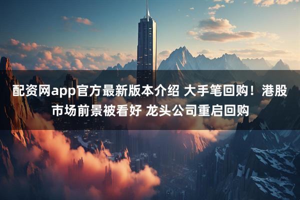 配资网app官方最新版本介绍 大手笔回购！港股市场前景被看好 龙头公司重启回购